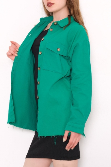 Изображение Çift Cepli Gabardin Gömlek Yeşil - 9735.148.