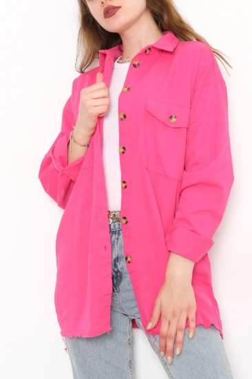 Изображение Çift Cepli Gabardin Gömlek Fuşya - 9735.148.