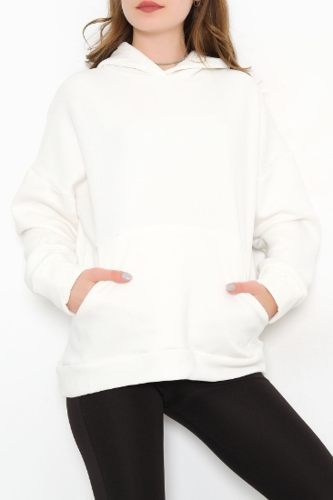 Kapşonlu Sweatshirt Beyaz - 2447.0555. resmi