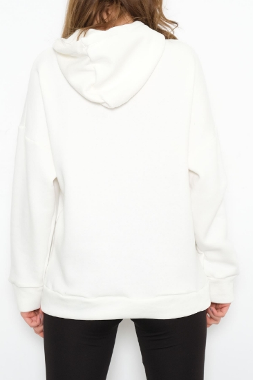 Kapşonlu Sweatshirt Beyaz - 2447.0555. resmi