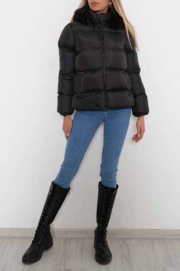 Изображение Yakası Kürklü Şişme Mont Siyah - 6296.179.