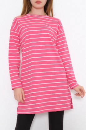 İki İplik Çizgili Sweat Fuşyaçizgili - 10311.253. resmi