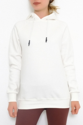 3 İplik Kapşonlu Sweat Beyaz - 9491.1145. resmi
