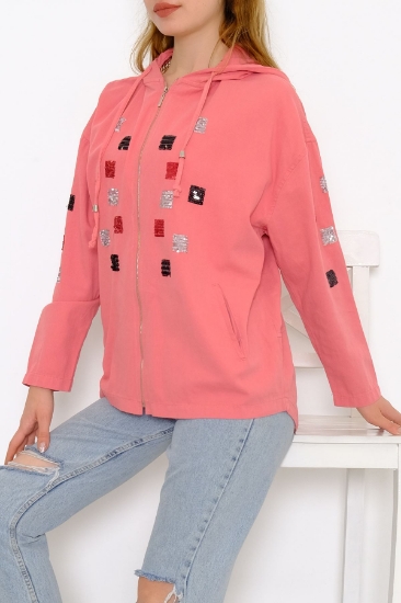 Pullu Gabardin Ceket Pudra - 1273.1367. resmi