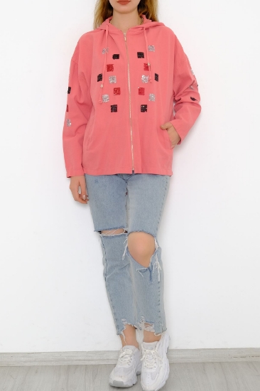 Pullu Gabardin Ceket Pudra - 1273.1367. resmi