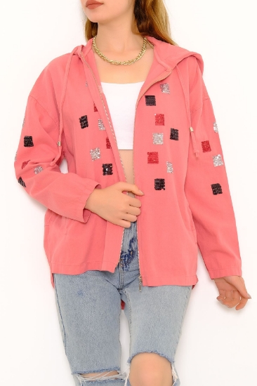 Pullu Gabardin Ceket Pudra - 1273.1367. resmi