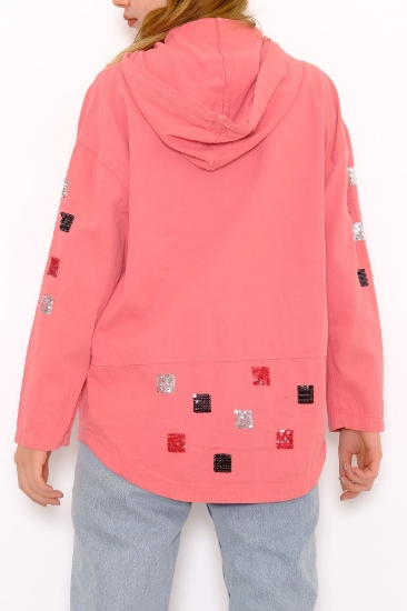 Pullu Gabardin Ceket Pudra - 1273.1367. resmi