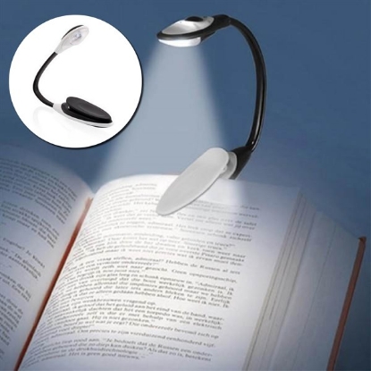 Изображение BUFFER® Kitap Okuma Lambası Kıskaçlı Işık Pilli Aydınlatma Kitap Okuma Işığı