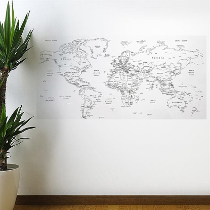 Изображение BUFFER® Yazılabilir Dünya Haritası Manyetik Duvar Stickerı 110 x 56 cm