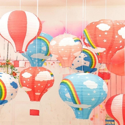 Picture of BUFFER® Dekoratif Renkli Kağıt Dilek Feneri Balonu Renkli Uçan Balon