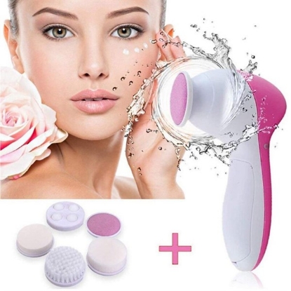 BUFFER® Pilli Yüz Cilt Temizleme Cihazı Siyah Nokta Peeling Fırça Seti Vücut Yüz Bakımı Masaj Aleti 5 in 1 resmi