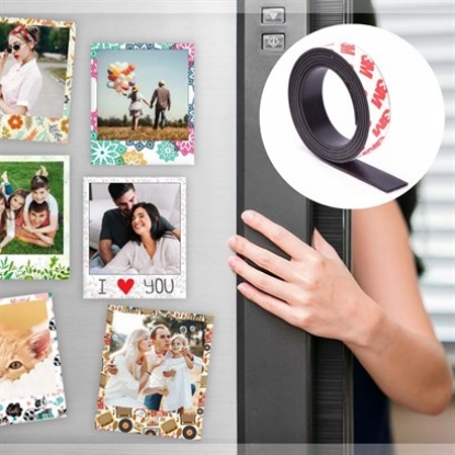 Изображение Yapışkanlı Şerit Mıknatıs Magnet Kes Kullan Güçlü Sağlam Rulo Çıkarılması Kolay Siyah 2cm x 1 mt