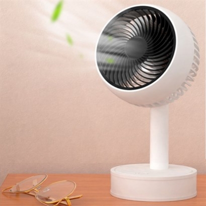 Изображение BUFFER® Mini Masaüstü 90 Derece Dönebilen 3 Kademeli USB Şarjlı Doğal Rüzgar Etkili Fan